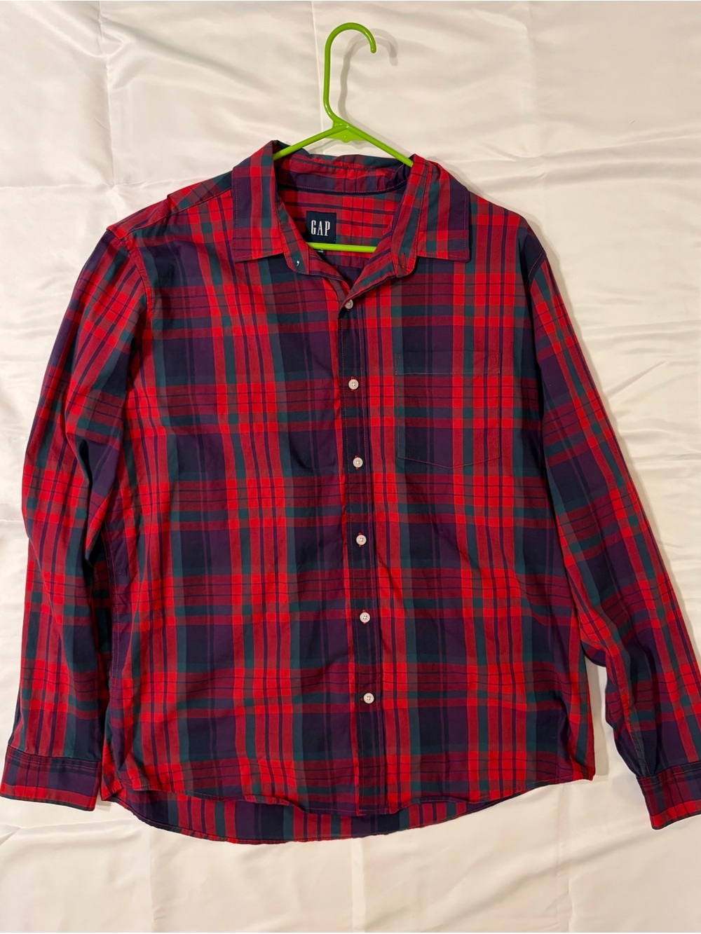 GAP Red and Navy Plaid Button-Down Shirt